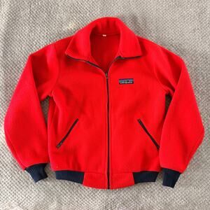 Vintage PATAGONIA Rare Red 70s/80s Fleece Full Zip Bomber Jacket M/L